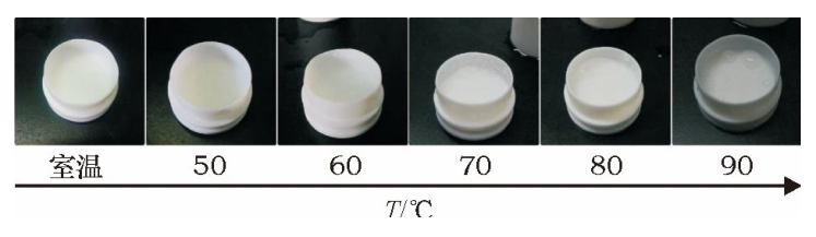 圖7不同溫度水浴密閉消解20min后罐蓋上的水滴附著